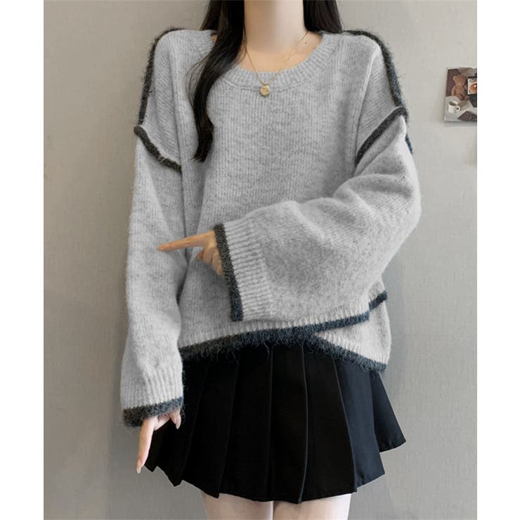 配色ラインニットプルオーバー | aimoha  | 詳細画像5 