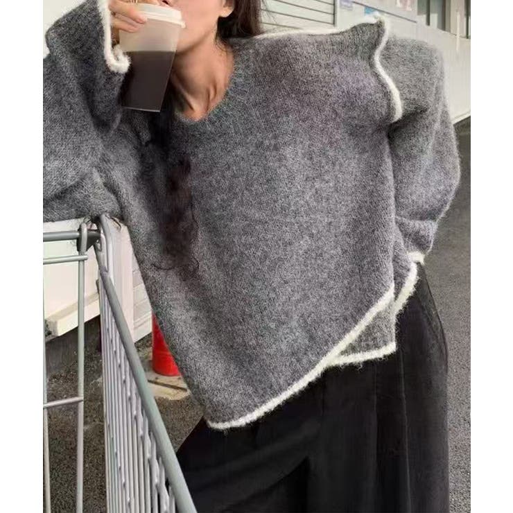 配色ラインニットプルオーバー | aimoha  | 詳細画像9 