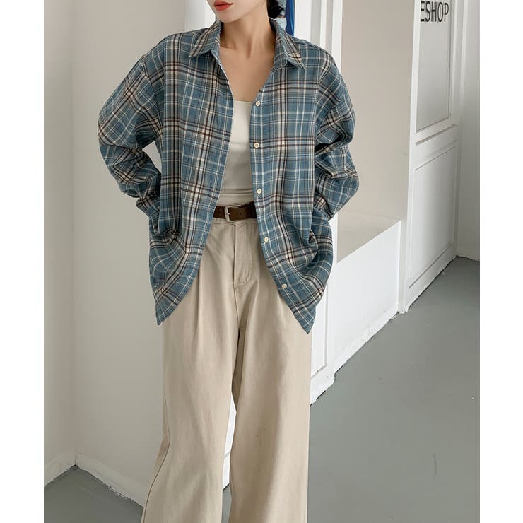 ビッグシルエット チェックシャツ チュニック | aimoha  | 詳細画像16 