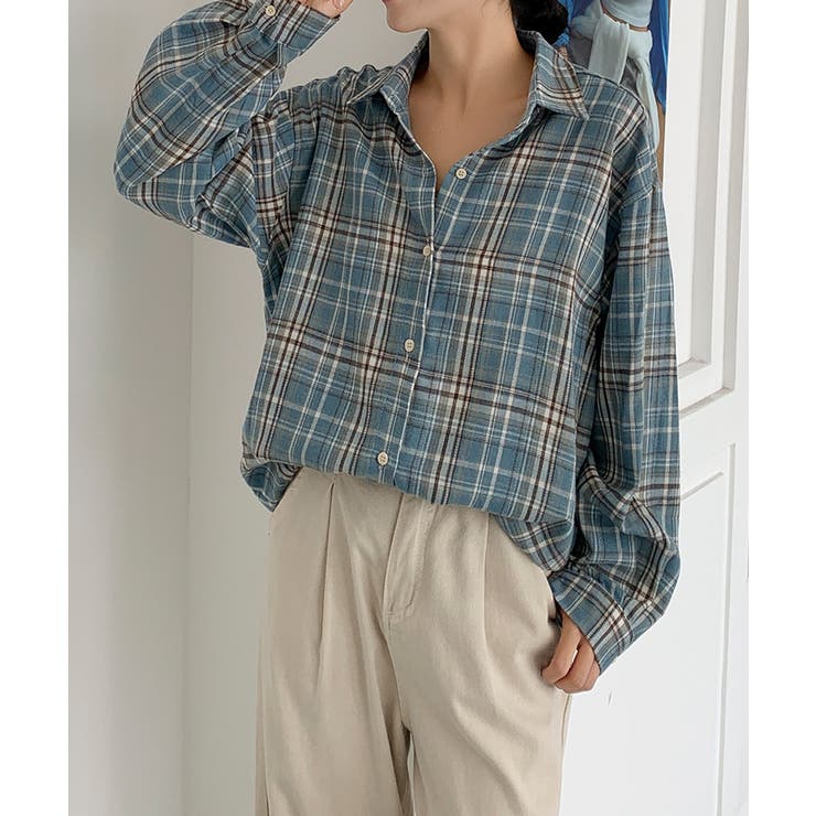 ビッグシルエット チェックシャツ チュニック | aimoha  | 詳細画像13 