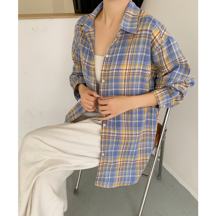 ビッグシルエット チェックシャツ チュニック | aimoha  | 詳細画像10 