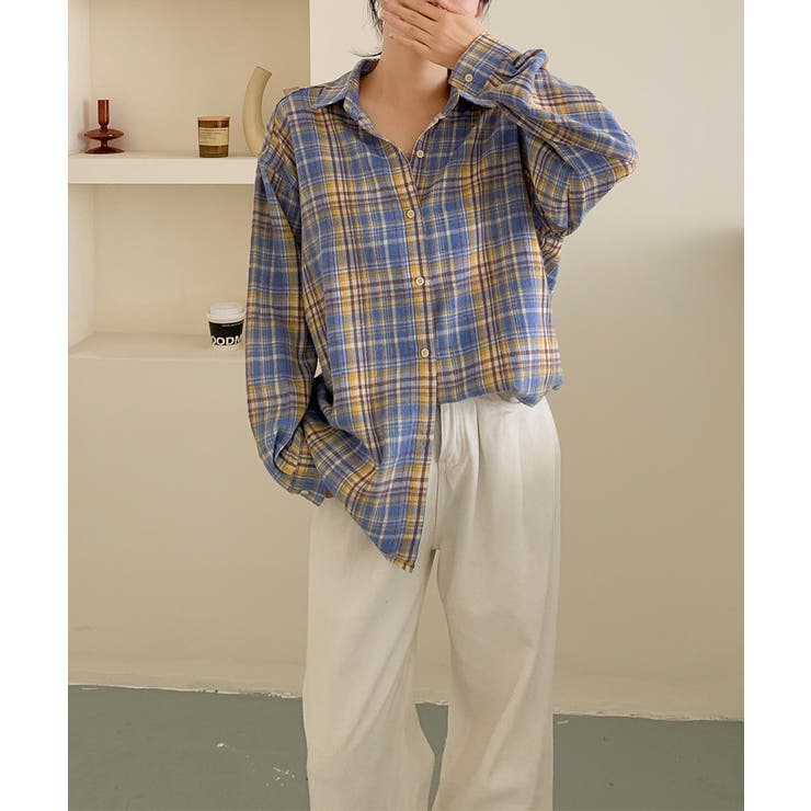 ビッグシルエット チェックシャツ チュニック | aimoha  | 詳細画像12 