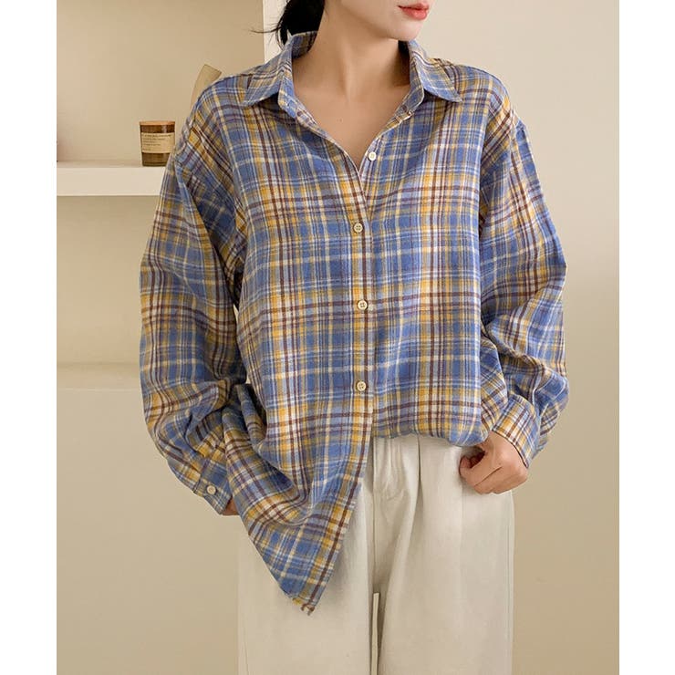 ビッグシルエット チェックシャツ チュニック | aimoha  | 詳細画像11 