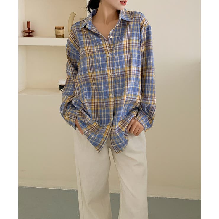 ビッグシルエット チェックシャツ チュニック | aimoha  | 詳細画像8 