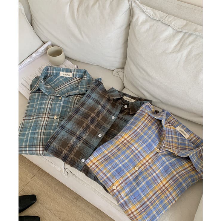 ビッグシルエット チェックシャツ チュニック | aimoha  | 詳細画像21 