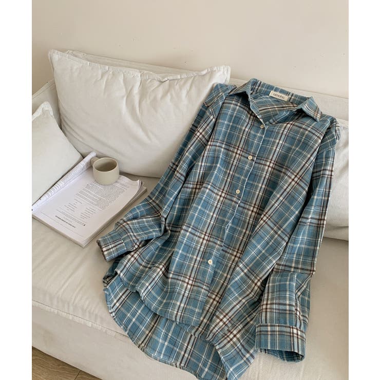 ビッグシルエット チェックシャツ チュニック | aimoha  | 詳細画像19 