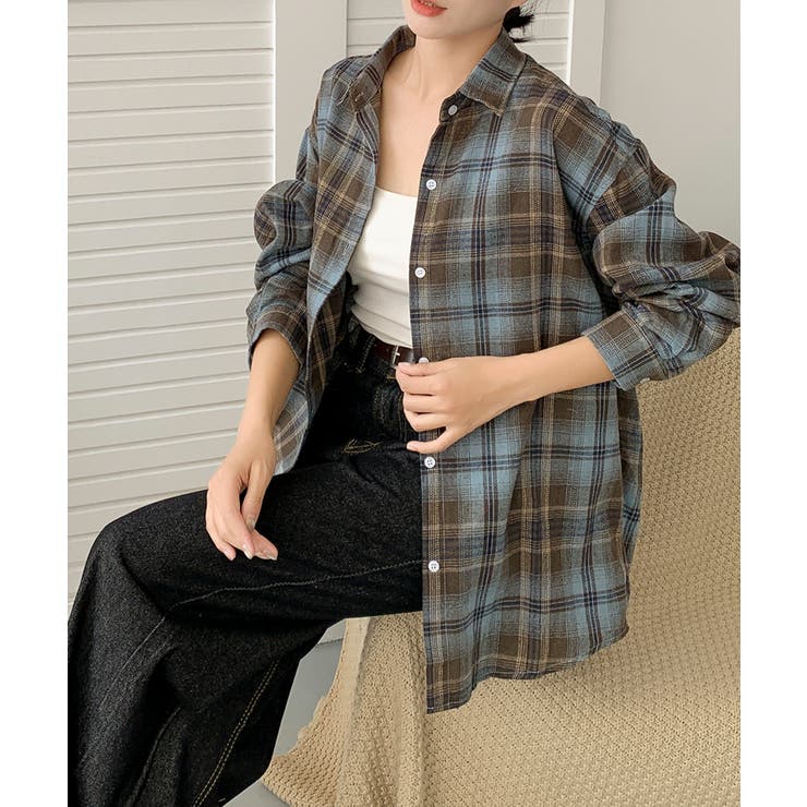 ビッグシルエット チェックシャツ チュニック | aimoha  | 詳細画像1 