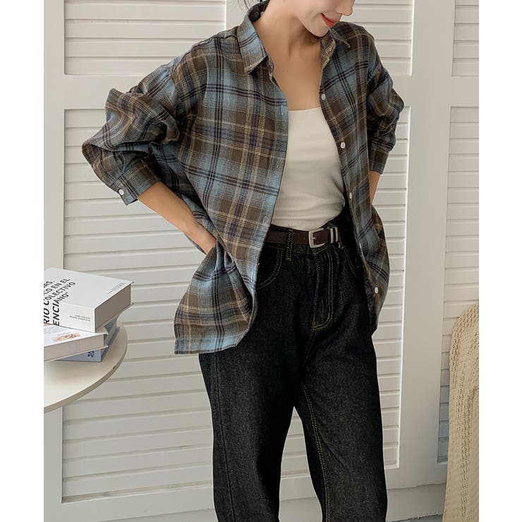 ビッグシルエット チェックシャツ チュニック | aimoha  | 詳細画像5 