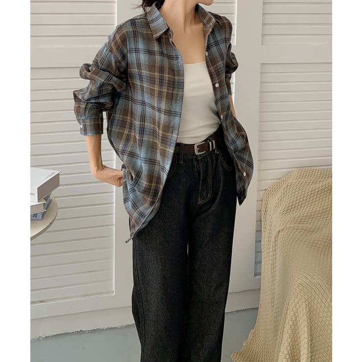 ビッグシルエット チェックシャツ チュニック | aimoha  | 詳細画像7 