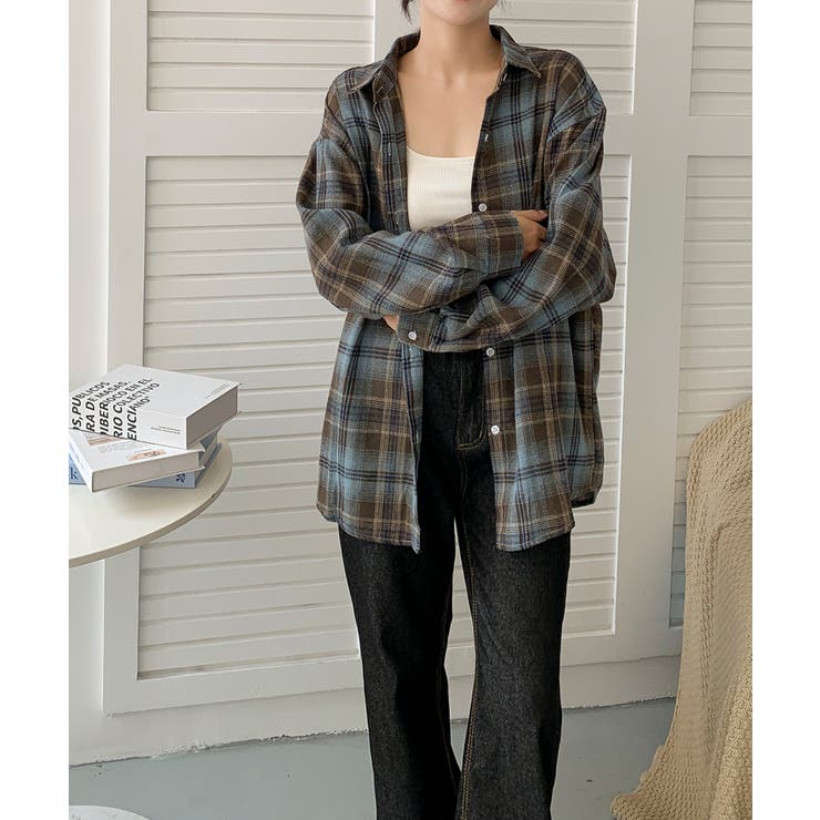 ビッグシルエット チェックシャツ チュニック | aimoha  | 詳細画像6 