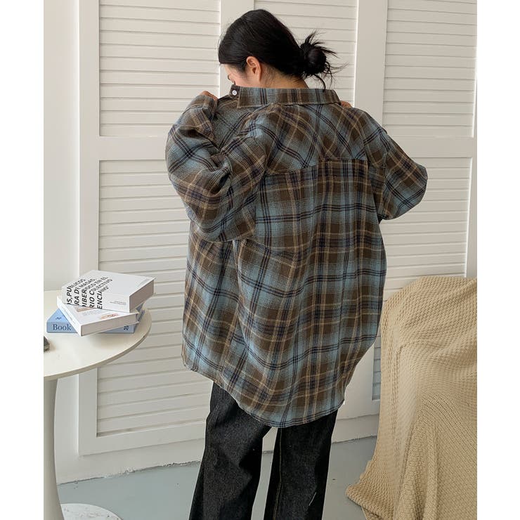 ビッグシルエット チェックシャツ チュニック | aimoha  | 詳細画像4 