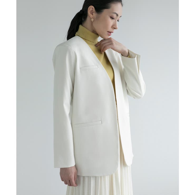 ホワイト | 【DECADECLASSIC】ノーカラー ジャケット | DECADECLASSIC