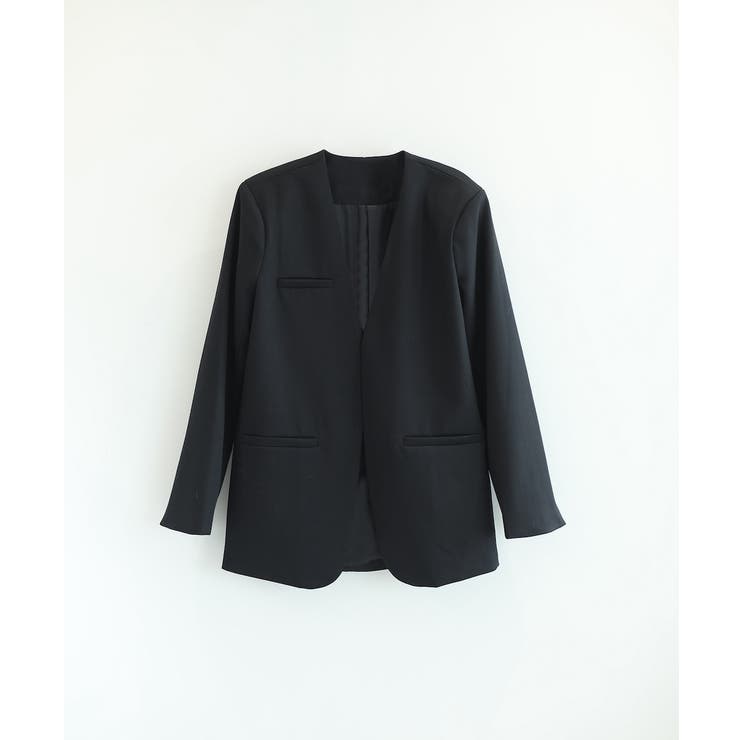 ブラック | 【DECADECLASSIC】ノーカラー ジャケット | DECADECLASSIC