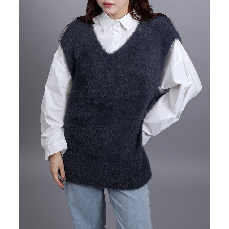 5Gシャギーロングニットベスト | aimoha  | 詳細画像18 