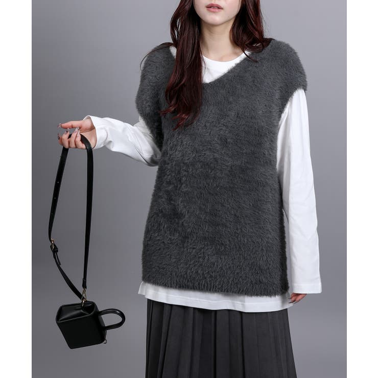 5Gシャギーロングニットベスト | aimoha  | 詳細画像32 