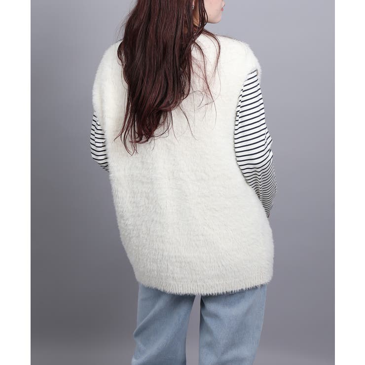 5Gシャギーロングニットベスト | aimoha  | 詳細画像6 