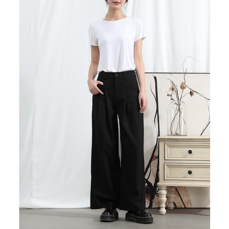 ブラック | aimoha/ストレートレッグワイドレッグパンツ | aimoha 