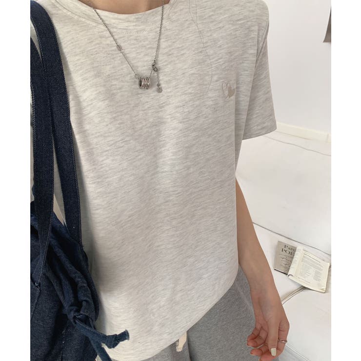 杢グレー | ハートポイントロゴTシャツ | aimoha 