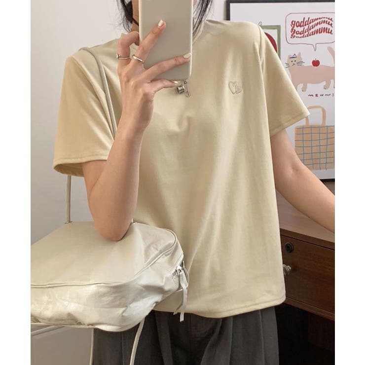 イエロー | ハートポイントロゴTシャツ | aimoha 