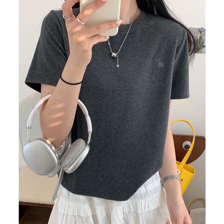 ダークグレー | ハートポイントロゴTシャツ | aimoha 