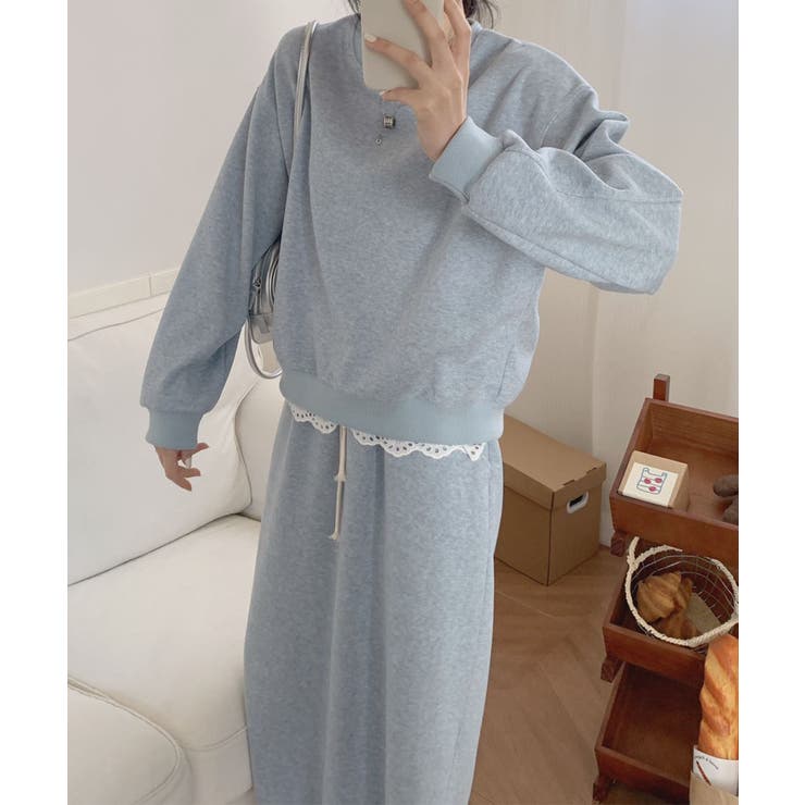 レースデザインセットアップ スウェット＋ロングスカート | aimoha  | 詳細画像18 