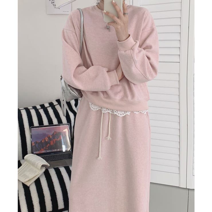 レースデザインセットアップ スウェット＋ロングスカート | aimoha  | 詳細画像2 