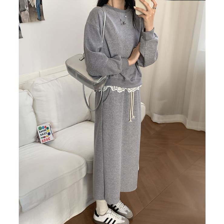 レースデザインセットアップ スウェット＋ロングスカート | aimoha  | 詳細画像20 