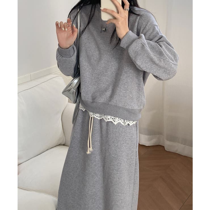 レースデザインセットアップ スウェット＋ロングスカート | aimoha  | 詳細画像21 