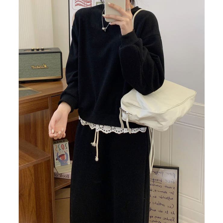 レースデザインセットアップ スウェット＋ロングスカート | aimoha  | 詳細画像24 