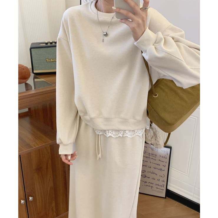 レースデザインセットアップ スウェット＋ロングスカート | aimoha  | 詳細画像28 