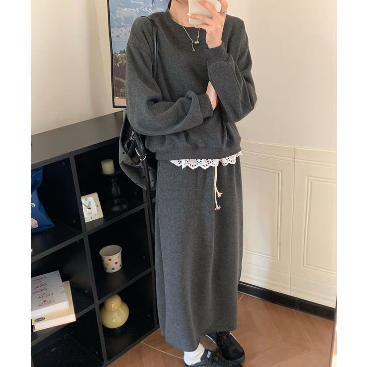 レースデザインセットアップ スウェット＋ロングスカート | aimoha  | 詳細画像29 