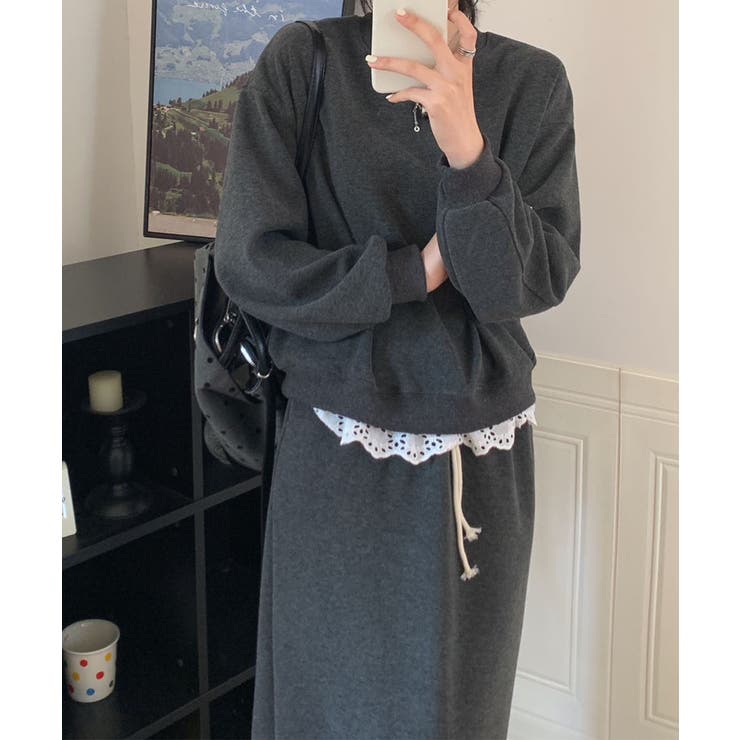 レースデザインセットアップ スウェット＋ロングスカート | aimoha  | 詳細画像30 