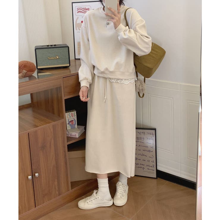 レースデザインセットアップ スウェット＋ロングスカート | aimoha  | 詳細画像31 
