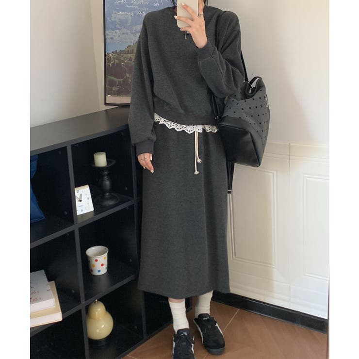 レースデザインセットアップ スウェット＋ロングスカート | aimoha  | 詳細画像32 