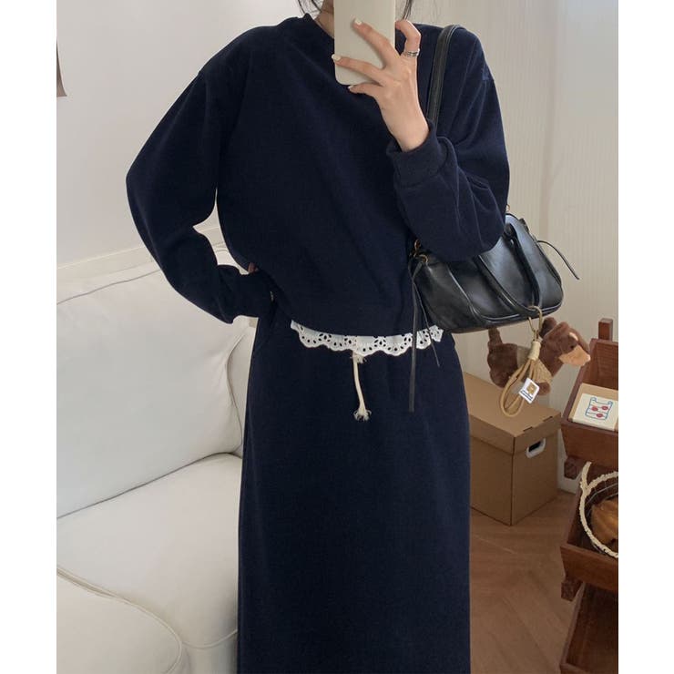 レースデザインセットアップ スウェット＋ロングスカート | aimoha  | 詳細画像6 