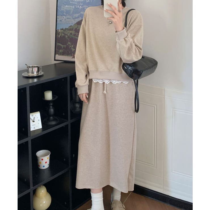 レースデザインセットアップ スウェット＋ロングスカート | aimoha  | 詳細画像7 