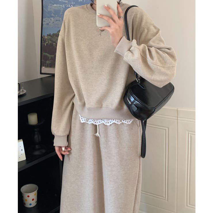 レースデザインセットアップ スウェット＋ロングスカート | aimoha  | 詳細画像8 