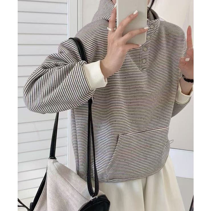 チェックデザインボタンフーディ | aimoha  | 詳細画像8 