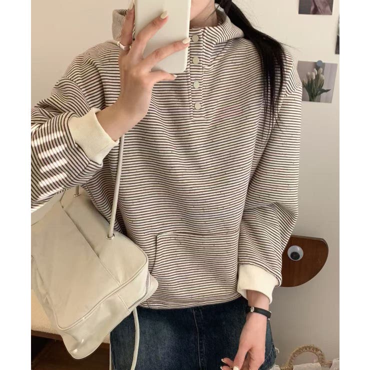 モカ | チェックデザインボタンフーディ | aimoha 