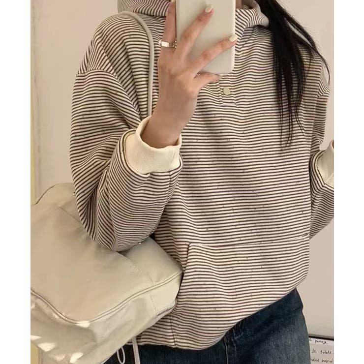 チェックデザインボタンフーディ | aimoha  | 詳細画像10 