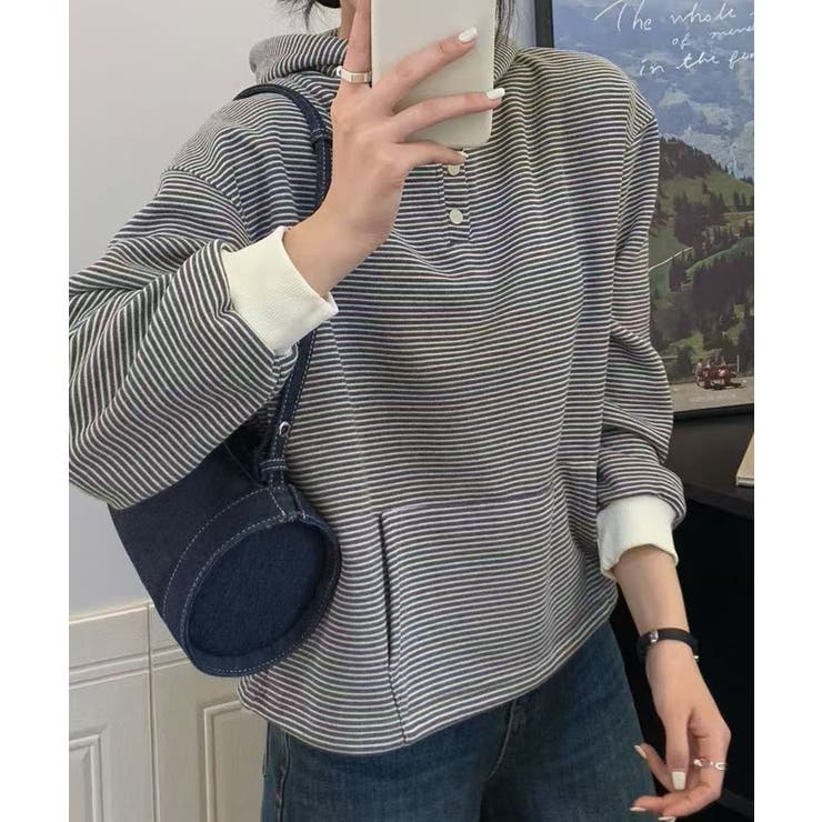 チェックデザインボタンフーディ | aimoha  | 詳細画像14 