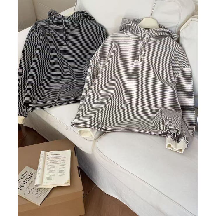 チェックデザインボタンフーディ | aimoha  | 詳細画像1 