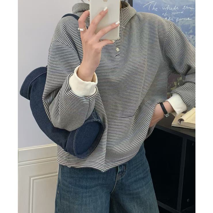 チェックデザインボタンフーディ | aimoha  | 詳細画像16 