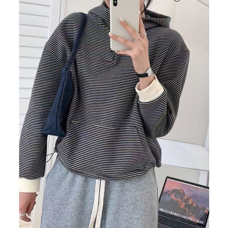 チェックデザインボタンフーディ | aimoha  | 詳細画像21 