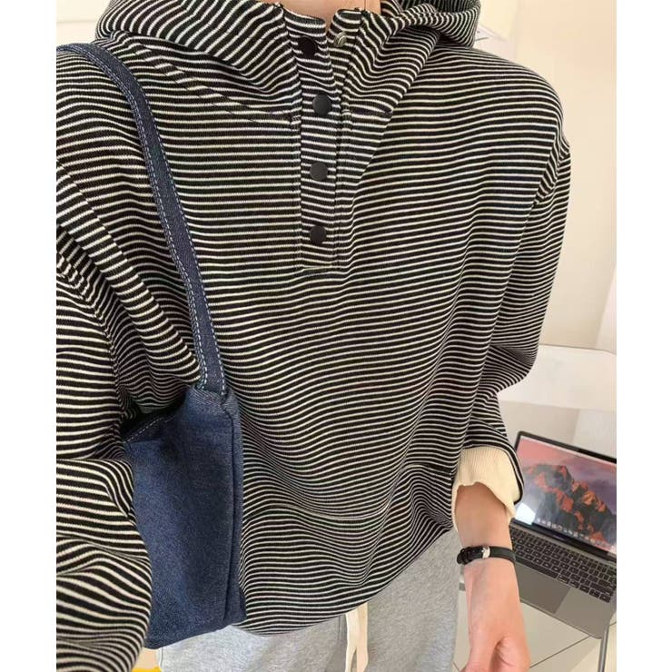 チェックデザインボタンフーディ | aimoha  | 詳細画像4 