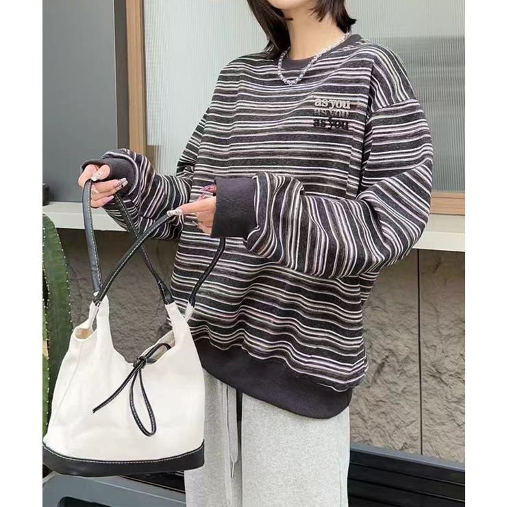 オーバーシルエット マルチボーダー プルオーバー | aimoha  | 詳細画像3 