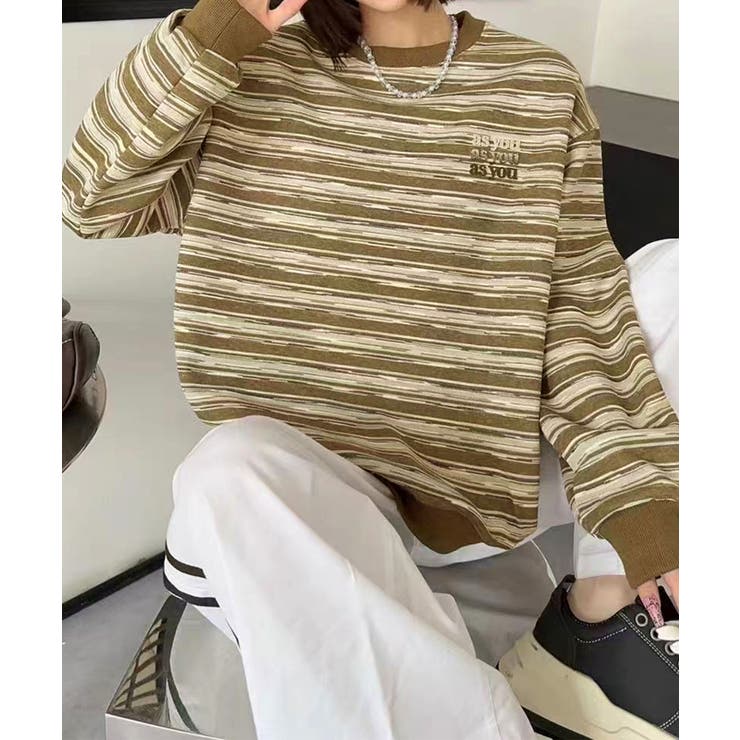 オーバーシルエット マルチボーダー プルオーバー | aimoha  | 詳細画像7 