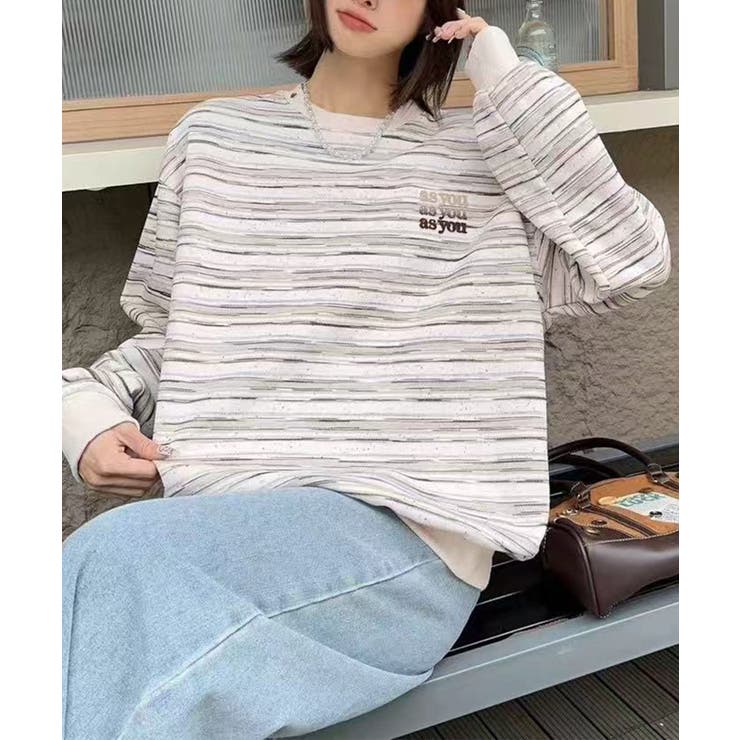 オーバーシルエット マルチボーダー プルオーバー | aimoha  | 詳細画像6 