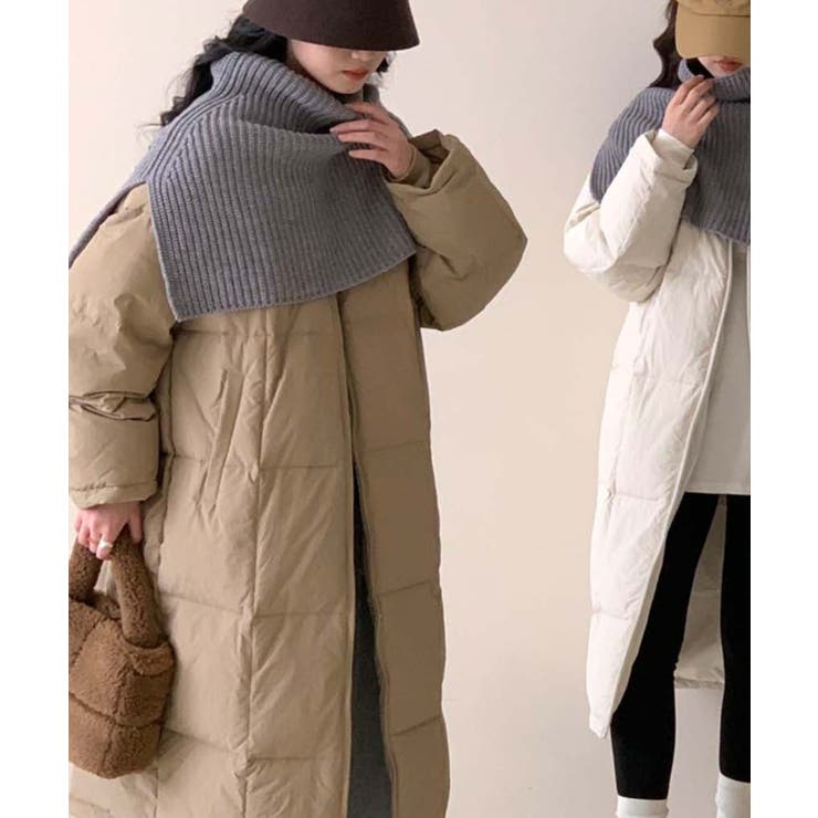 ホワイト | 【Banico】ネックウォーマー付きロングダウンジャケット | aimoha 