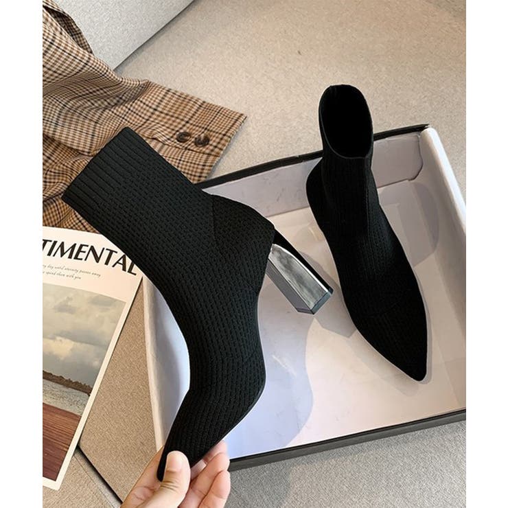 メッシュ風ショートソックスブーツ Jasmine Grandiflorum[品番